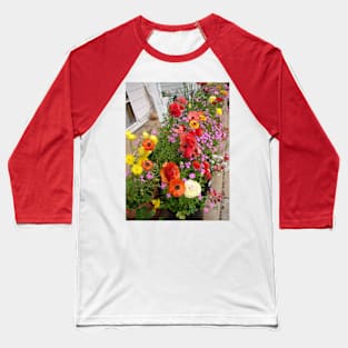 Pretty Cottage Garden Flowers With Rannunculus Baseball T-Shirt